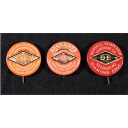 3 Shapleigh Hardware Co. Antique Pinback Buttons 1899