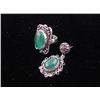 Image 2 : Green Onyx 3 Pc Sterling German Ring & Earrings Set