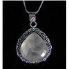 Image 2 : Rose Quartz German Silver Pendant Necklace with Chain