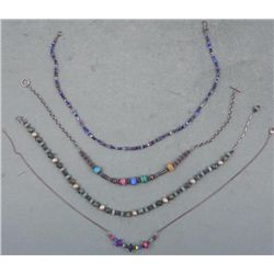 4 Beaded Necklaces w/Glass beads, Antique Style