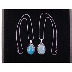 2 Different Blue Topaz Sterling Pendants, Necklaces