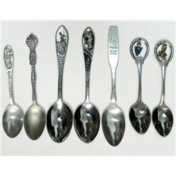 7 Vintage Sterling Collectors States Souvenir Spoons