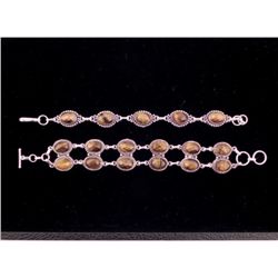 2 Carnelian Sterling Silver Bracelets, 1 Double Strand