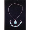 Image 1 : Turquoise 2 Pc Sterling Bracelet & Pendant Necklace Set