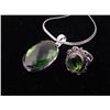 Image 2 : Green Emerald 2 Pc Sterling Ring & Pendant Necklace Set