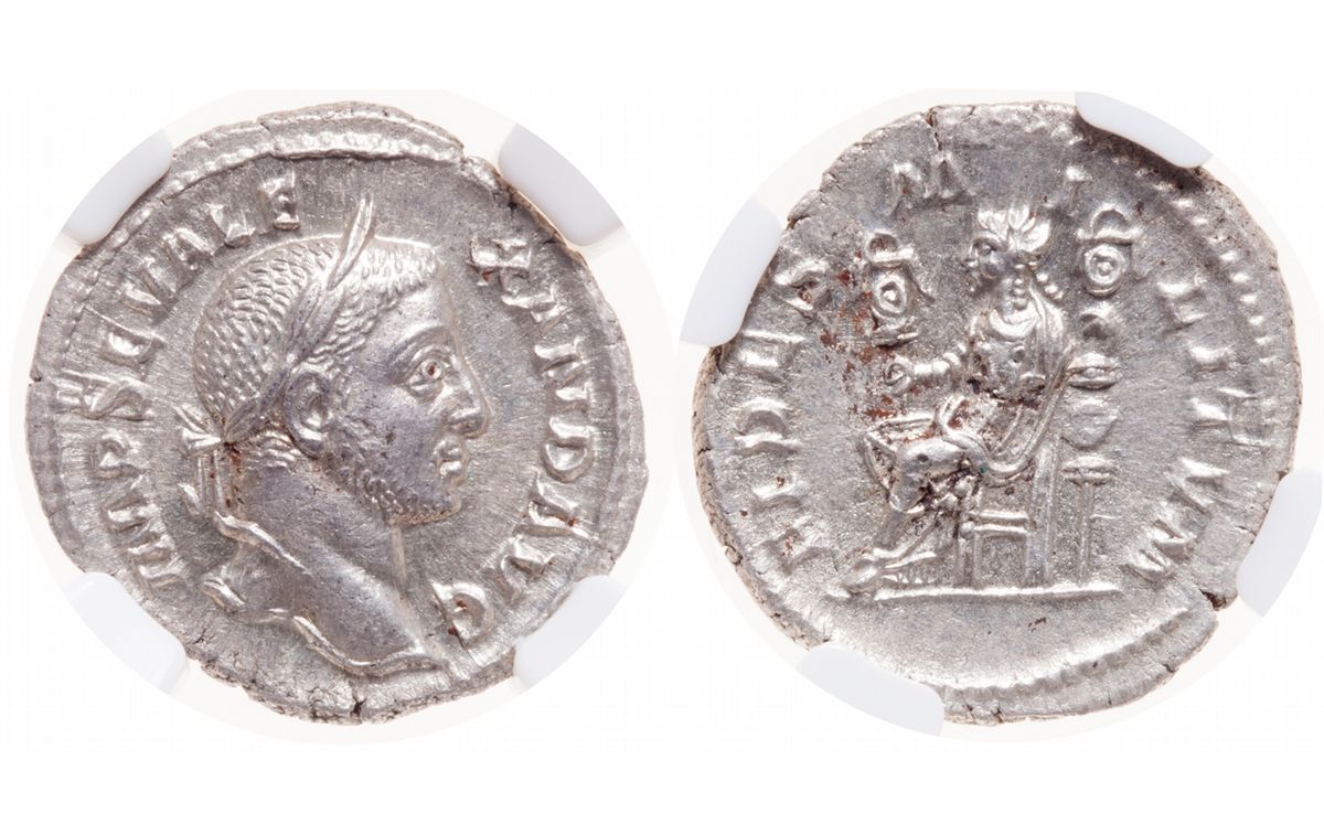 Roman Empire AD 222-235 Silver Denarius Roman Coin NGC