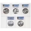Image 1 : China. Lot of five (5) PCGS certified 10 Yuan, 1 oz.999 Silver Pandas.