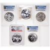 Image 1 : China. Lot of five (5) certified 10 Yuan, 1 oz. 999 Silver Pandas.
