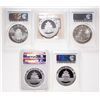 Image 2 : China. Lot of five (5) certified 10 Yuan, 1 oz. 999 Silver Pandas.