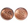 Image 2 : 1 Cent. A pair of 1937 cents, ICCS graded MS-65 Red and MS-66 Red. Lot of Two (2) pcs.