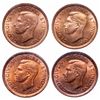 Image 1 : 1 Cent. Lot of 4 ICCS graded George VI cents, all MS-65 Red.