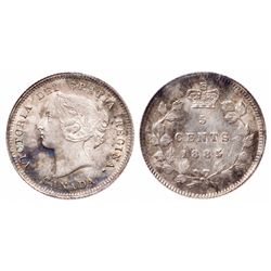 5 Cents. 1885. Large 5. ICCS MS-65.