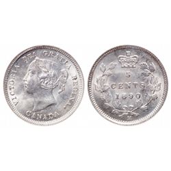 5 Cents. 1890-H. ICCS MS-65.