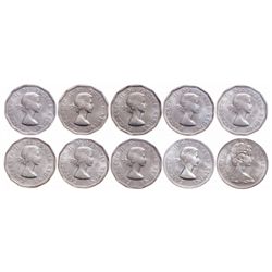 Lot of 10 ICCS Elizabeth II 5 cents.