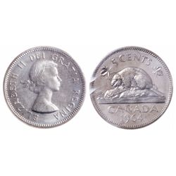 5 Cents. 1964. Extra Water Line. ICCS MS-65.