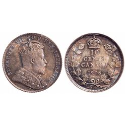 10 Cents. 1908. ICCS MS-65.