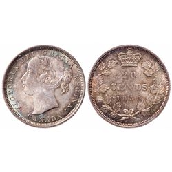 20 Cents. 1858. Re-Engraved 5. ICCS MS-65.
