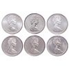 Image 1 : Lot of six (6) Elizabeth II ICCS graded 25 cents.