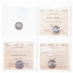 1940-C. ICCS AU-55. Brilliant; 1942-C. ICCS Mint State-64. Brilliant a….