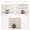 Image 1 : 1992, 2001P, 2007, Straight 7. All three (3) pieces are ICCS Mint State-66….