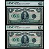 Image 1 : $1.00. July 2, 1923. DC-25n. Lot of two (2) Consecutive Serial Number Notes GUNC-65 EPQ.