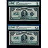 Image 1 : $1.00. July 2, 1923. DC-25o. Lot of two (2) Consecutive Serial Number Notes CUNC-63 EPQ.
