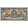 Image 1 : $50.00. 1937 Issue. BC-26a. No. A/H0099674. Osborne-Towers. Fine.