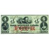 Image 1 : THE BANK OF WESTERN CANADA. $4.00. CH-795-10-12. PMG AU-58.