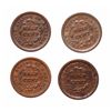 Image 1 : Half Cents.  1850, (2 pcs.);  1854, 1857.  Lot of four (4) half cents, all …