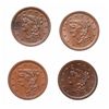 Image 2 : Half Cents.  1850, (2 pcs.);  1854, 1857.  Lot of four (4) half cents, all …