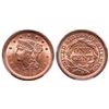 Image 1 : Large Cent.  1853.  PCGS graded Mint State-64, Red.  80%+ luster.