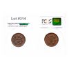 Image 2 : Large Cent.  1856. Upright 5.  PCGS graded Genuine.  Unc details.  Cleaning…
