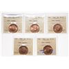 Image 1 : 1887.  ICCS Mint State-65. Red.  90% or more red luster.  Lot of five (5) g…