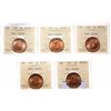 Image 1 : 1901.  ICCS Mint State-65. Red.  90% even red-orange luster.  Lot of five (…