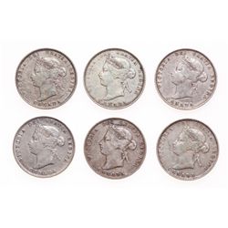 Twenty-Five Cents.  1872-H,  1874-H,  1880-H, Narrow O,  1881-H,  1882-H,  …