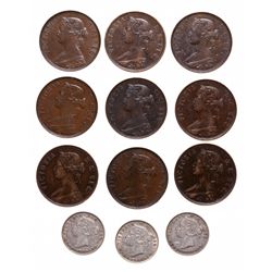 One Cent.  1865,  1876-H,  1880, R.O., E.D.,  1894.  All EF-40 to EF-45;  1…