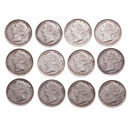 Twenty Cents.  1872-H,  1876-H,  1888,  1890,  1894,  1896, Lg. Date,  1896…