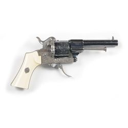 Engraved Ivory Lefaucheux Type Pinfire Revolver.