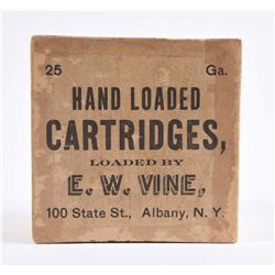 E.W. Vine Empty 12 Ga. Hand Loaded Cartridge Box.