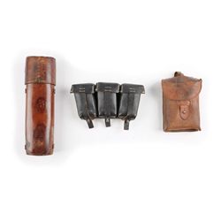 Lot of 3: Leather Military Items.