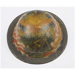 Incredible WW1 Trench Art Painted Doughboy Helmet