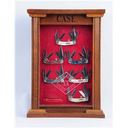 Case Knife Walnut Display Case & Knives.