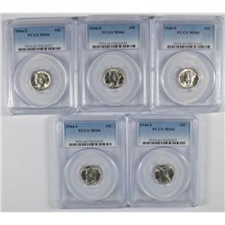 5 1944-S MERCURY DIME PCGS MS-66