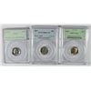 Image 1 : ( 3 ) PCGS GRADED ROOSEVELT DIMES: 1957 Pf-66 CAM, 1962 Pf-67 & 1963 Pf-67 CAM