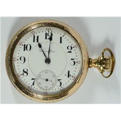 HAMILTON OPEN FACE POCKET WATCH - RUNS