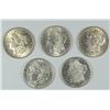 Image 1 : LOT of 5 - BU MORGAN SILVER DOLLARS
