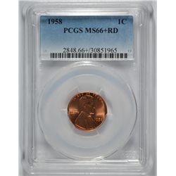 1958 LINCOLN CENT PCGS MS-66+ RED