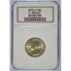 1950-D WASHINGTON QUARTER, NGC MS-66