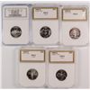 Image 1 : (5) SILVER PROOF SLABBED STATEHOOD QUARTERS (DE, PA, NJ, GA, CT)