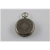 Image 2 : ONE ANTIQUE FINE SILVER (925+) LADIES POCKET  WATCH.  HAS A WHITE PORCELAIN  DIAL WITH BLACK ROMAN